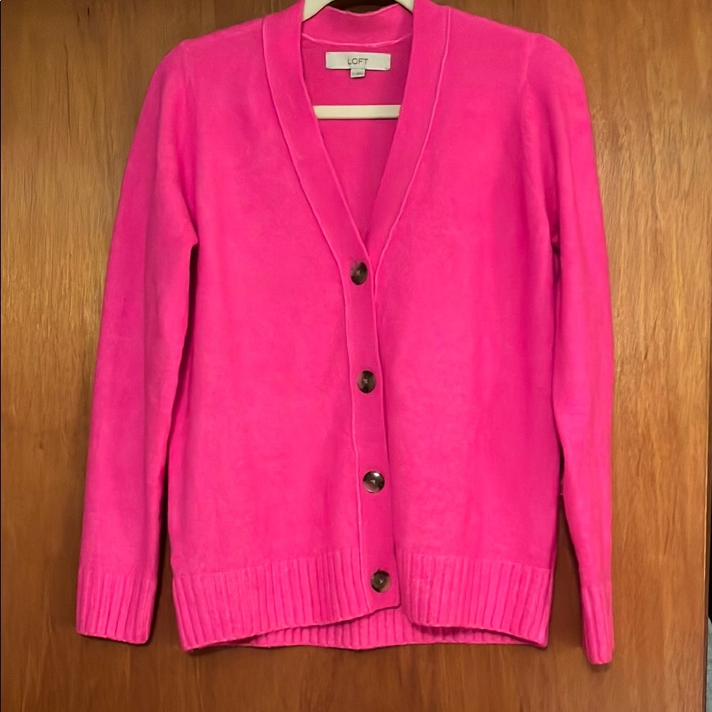 LOFT Women's Pink Cardigan Sweater